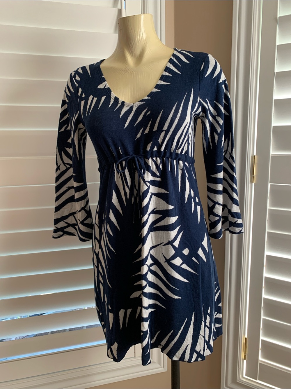 Tommy Bahama Navy & White Tropical-Print Mini Dress
